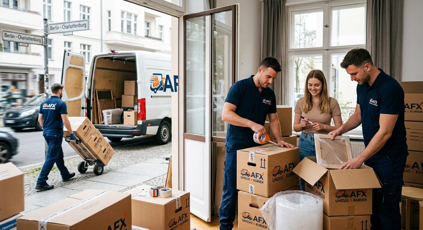 AFX Umzug & Kurier team loading a moving van in Berlin